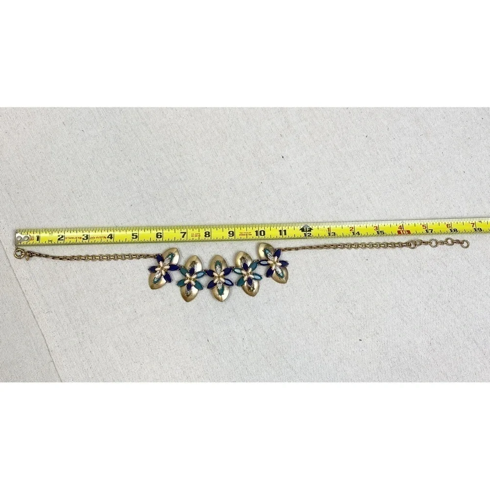J crew Matte gold Acrylic gem cluster statement necklace